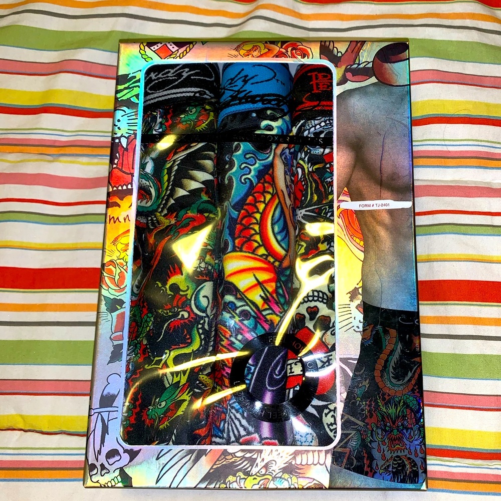 Ed Hardy Printed Box Briefs - 3 Pack NIB
